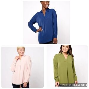 Girl with Curves Faux Silk Collared Hi-Low Hem Blouse Bundle Plus Size 4X